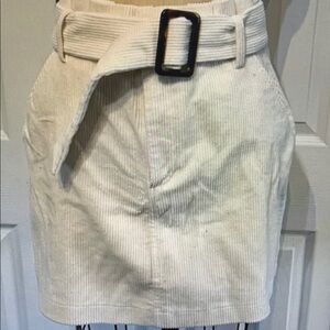 Cream Corduroy Mini Skirt with Belt